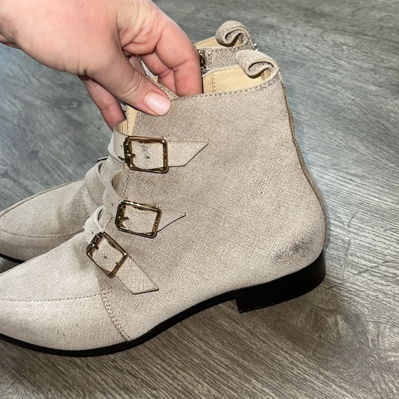 Jimmy Choo Marlin Buckle Canvas Boots Pointed Toe - Picture 6 of 12